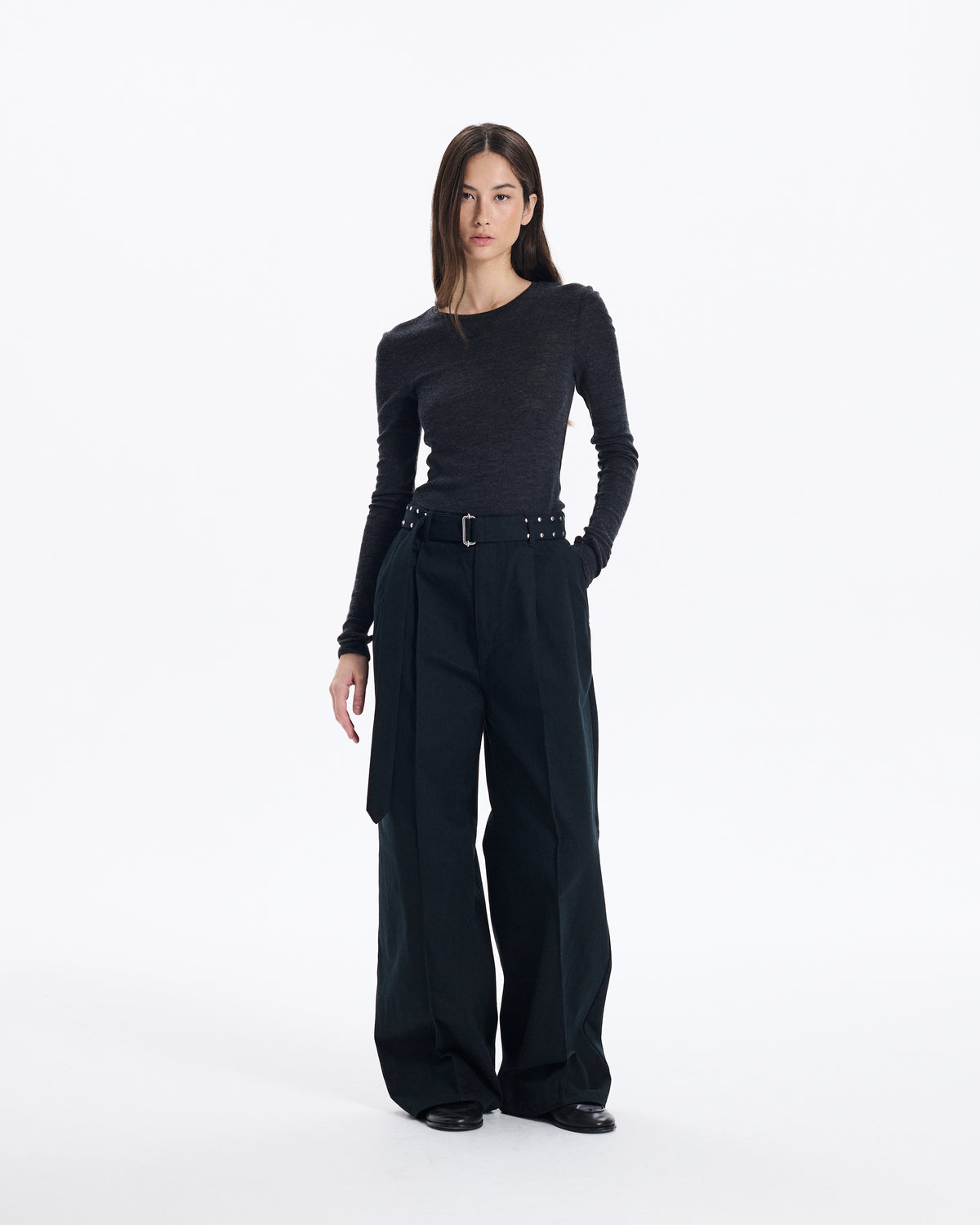 Polmood Denim Pleated Trousers