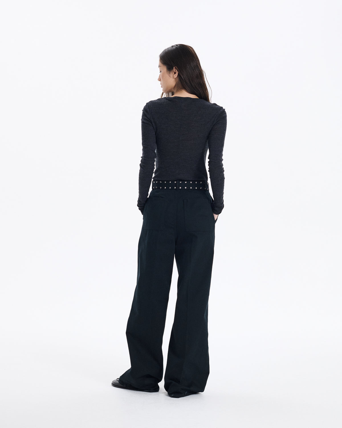 Polmood Denim Pleated Trousers