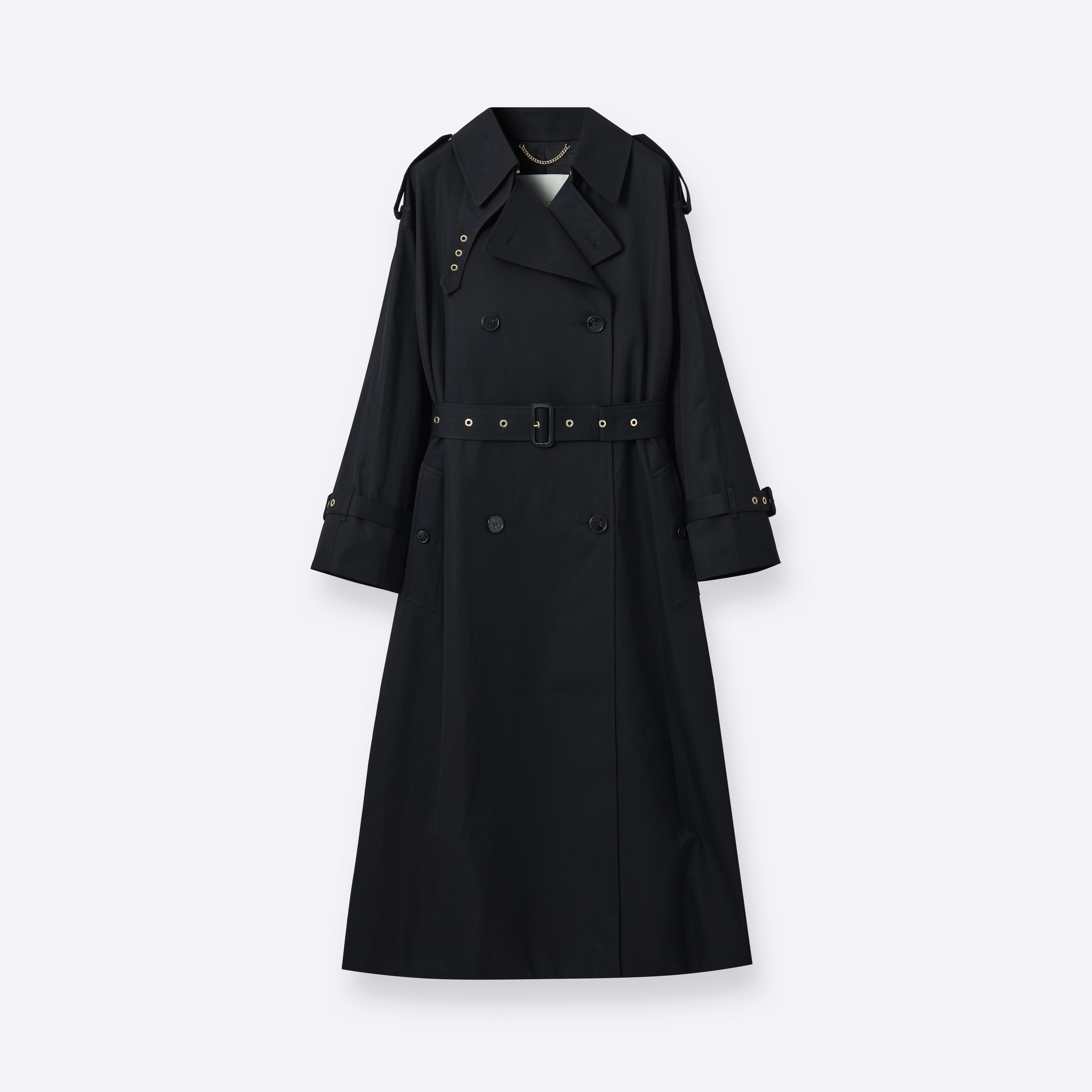 Gabardine Ruffled Trench Coat【Mサイズ】 TUX TRENCH COAT IN COTTON AND WOOL GABARDINE - INK | CELINE