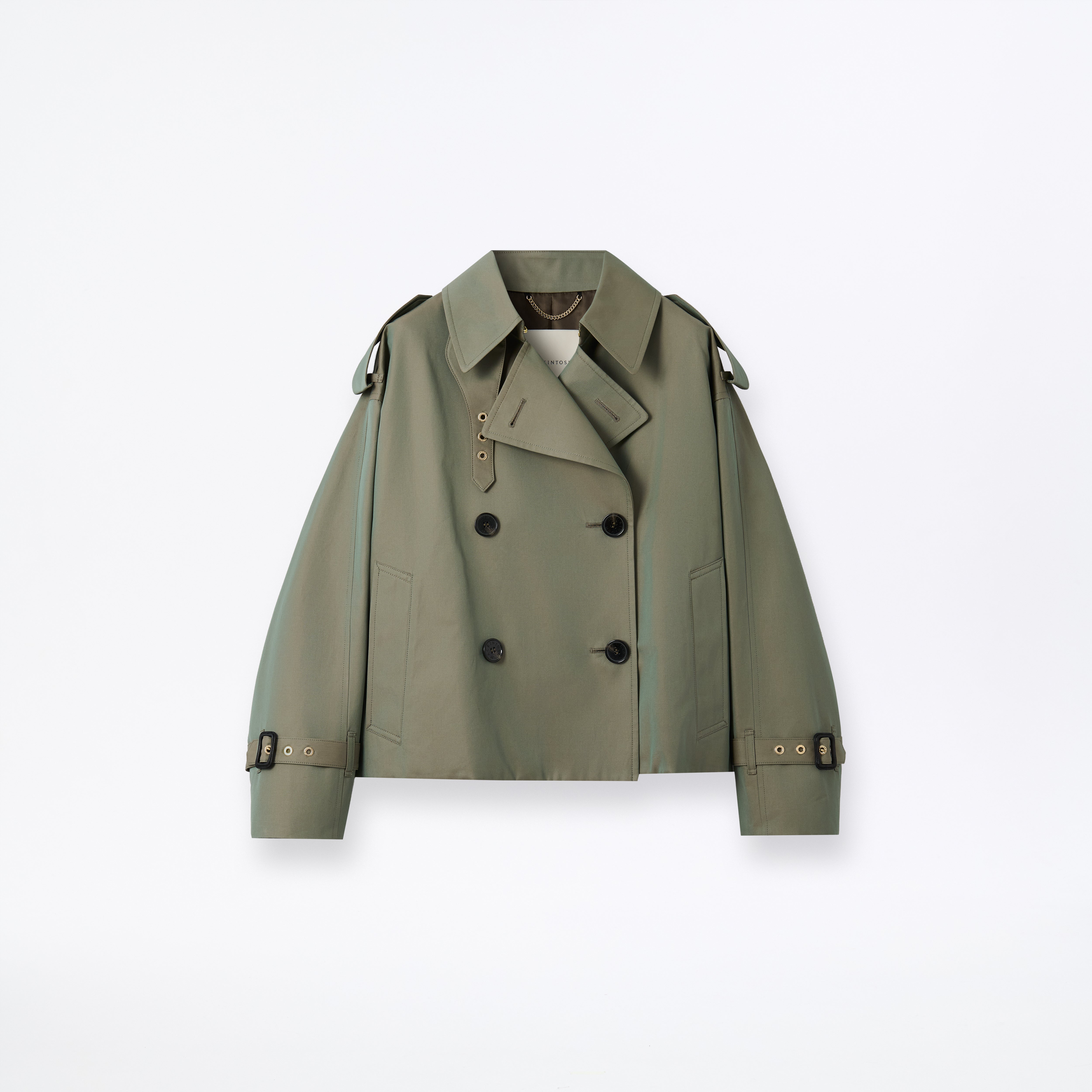 Eyemouth Gabardine Double Breasted Short Trench Coat
