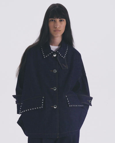 Women's Humbie Cropped Sleeve Studded Denim Jacket – Mackintosh